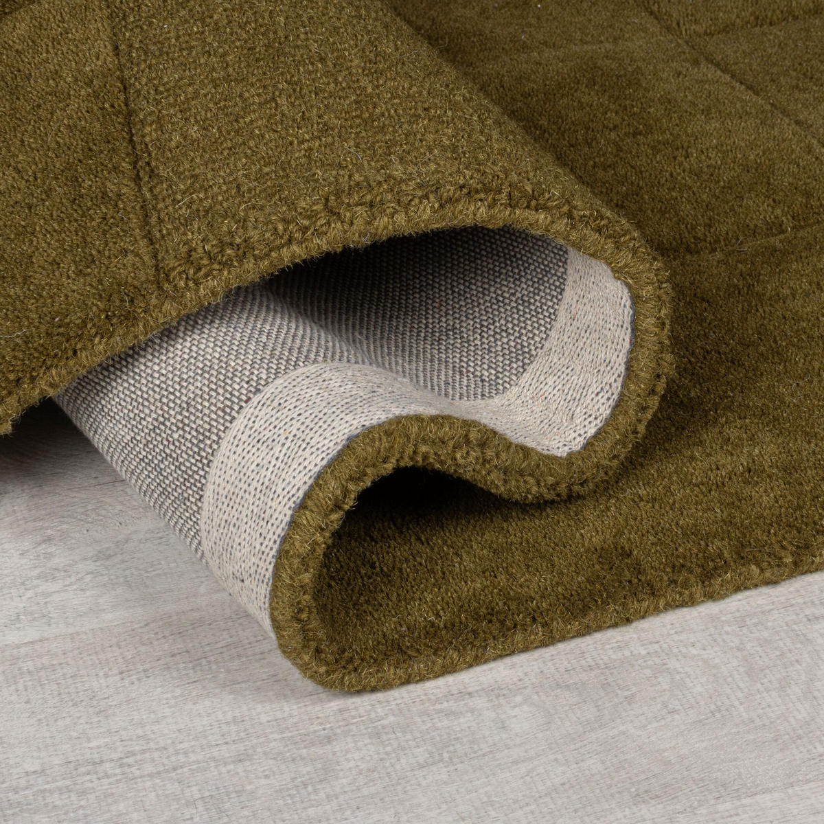 WOLLTEPPICH DEBEN, mit Schachbrettmuster, Grün, 60 x 230 cm - Grün, Textil (230/60cm) - KADIMA DESIGN
