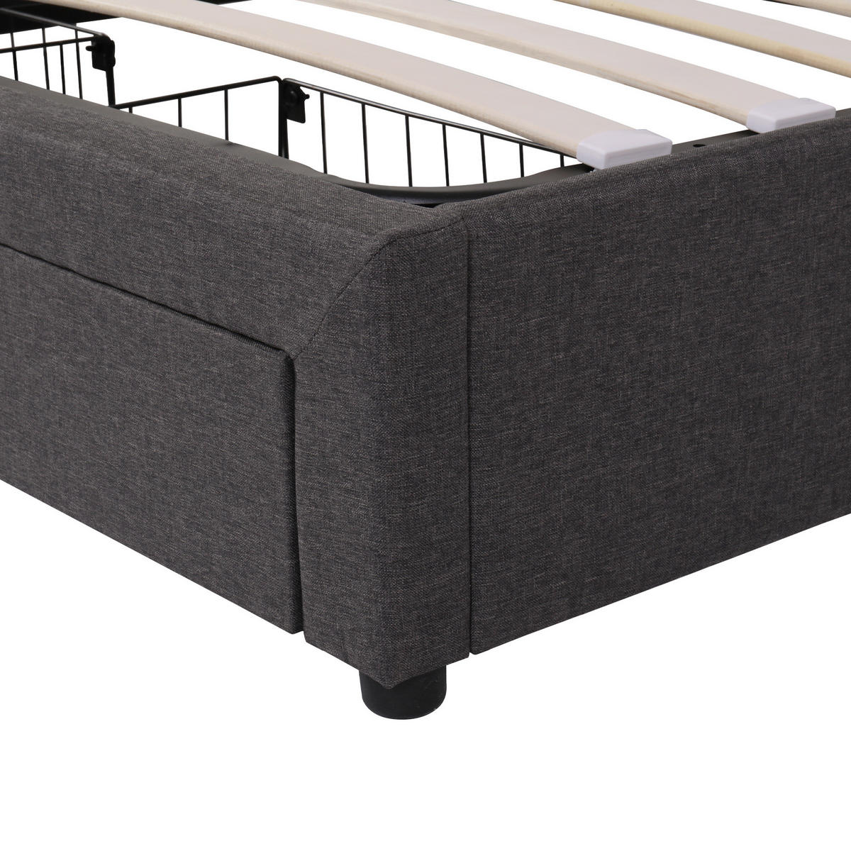 TAPECIRANI krevet od čelika i lana 140x200 cm sivi s LED rasvjetom i prostorom za odlaganje - siva, tekstil (140/200cm) - Modfu