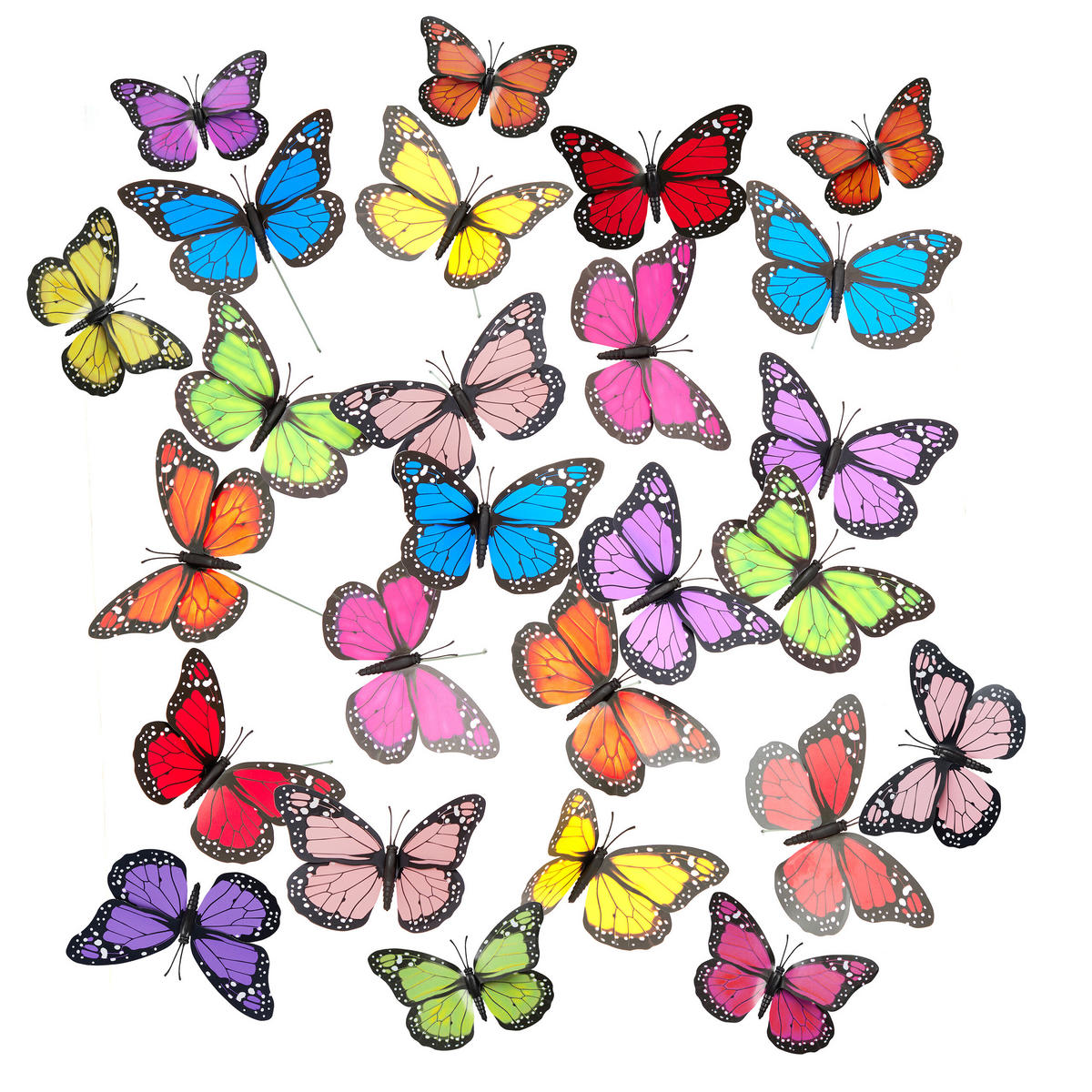 72XGARTENDEKO-SCHMETTERLING - Multicolor, Kunststoff/Metall (11.5/31/7cm) - Relaxdays