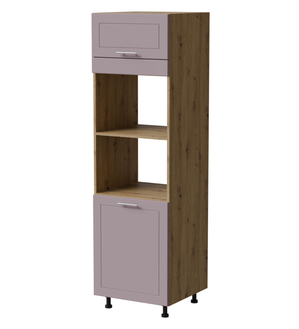 BACKOFENUMBAUSCHRANK Bari D14RU/60/207 Eiche Artisan / RAL 4009 pastellviolett 60 / 59 / 207cm - Violett/Eiche Artisan, Holz/Holzwerkstoff (60/207/59cm) - Feldmann-Wohnen