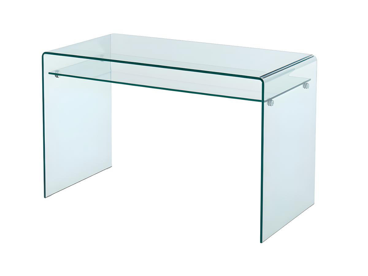 SCHREIBTISCH mit 1 Ablage - Glas - STILEOS - Transparent, Glas (120/60/75cm) - Vente-Unique