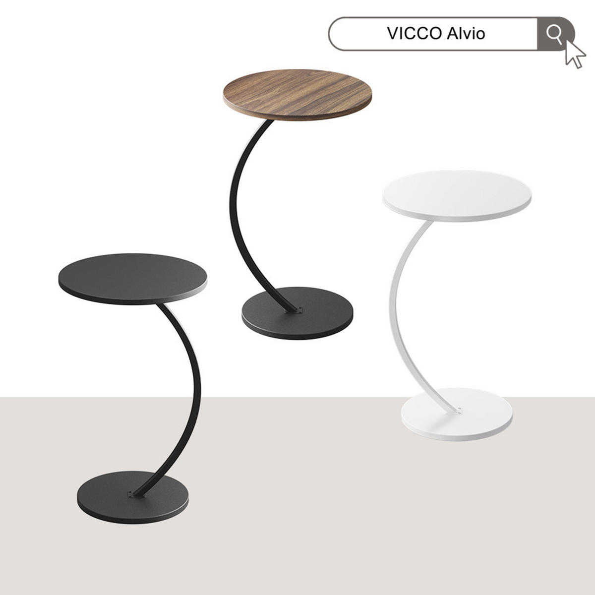 BEISTELLTISCH Alvio Schwarz 40 x 60 cm - Schwarz, Holzwerkstoff (40/40/60cm) - Vicco
