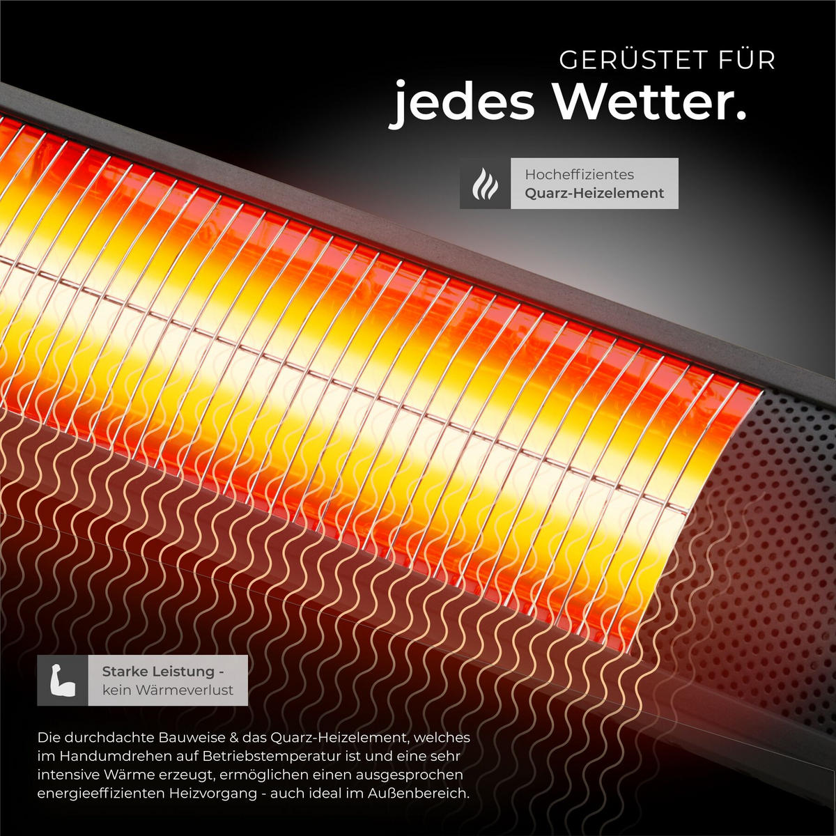 INFRAROTHEIZSTRAHLER Solaris Horizon,einfache Montage, 95 x 11 x 10,5 cm,schwarz - Schwarz, Metall (10.5/8/95cm) - tectake