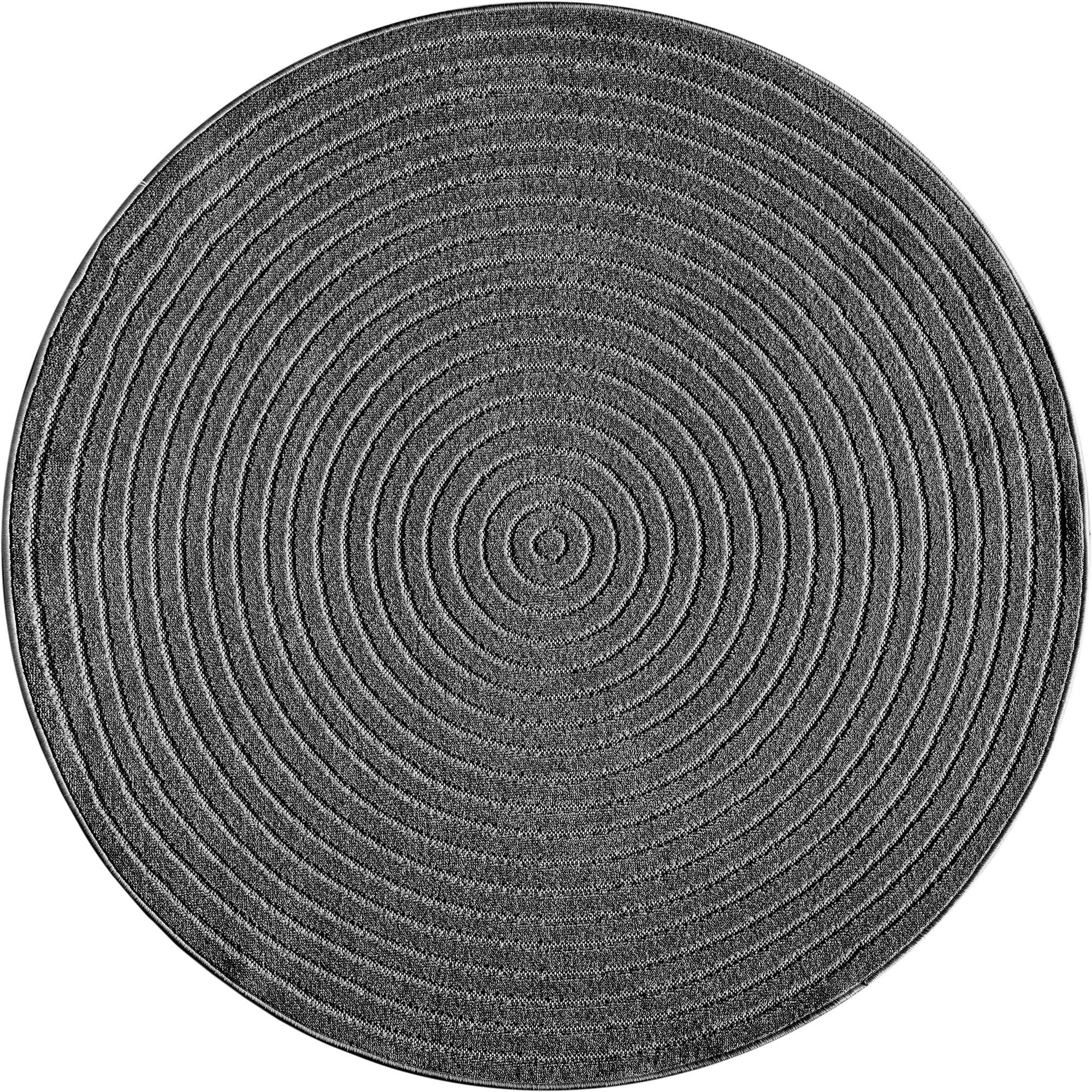 TEPPICH Outdoor Abstrakt MEZEN Polypropylen Anthrazit Ø 120 cm Rund - Anthrazit, Textil (120/120cm) - KADIMA DESIGN