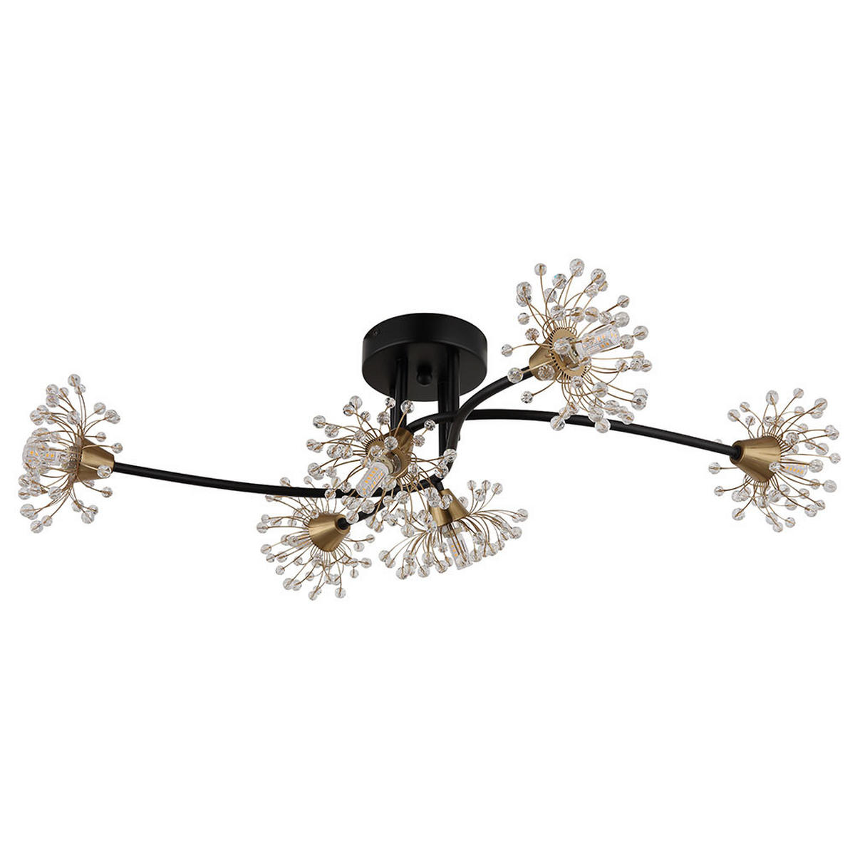 DECKENLEUCHTE FIORE, Metall, Schwarz, matt, 6-flammig - Schwarz, Metall (74/43/22cm) - Globo Lighting