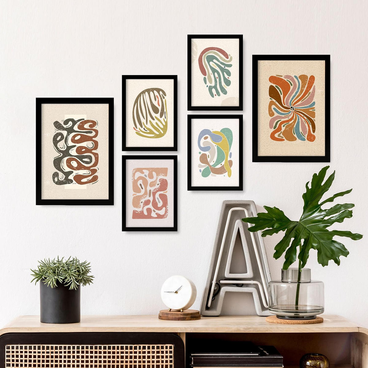 POSTER Set Mit 6 ethnische Bewegung Größe A3 & A4 Schwarzer Rahmen - Schwarz, Papier (29.7/1cm) - Nacnic