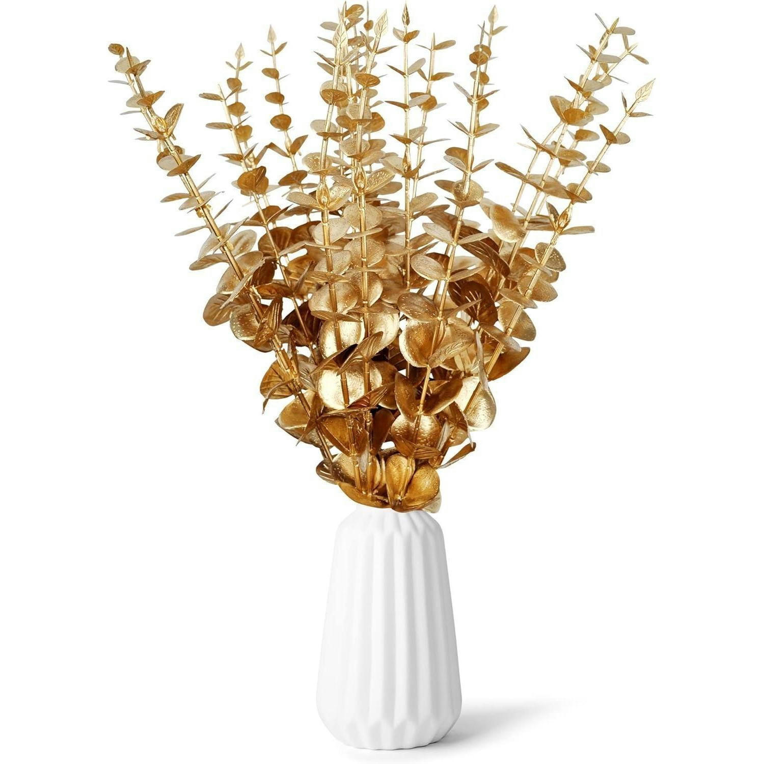 KÜNSTLICHE Eukalyptus Zweige 20 Stück Gold 38 cm - Goldfarben, Kunststoff (15cm)