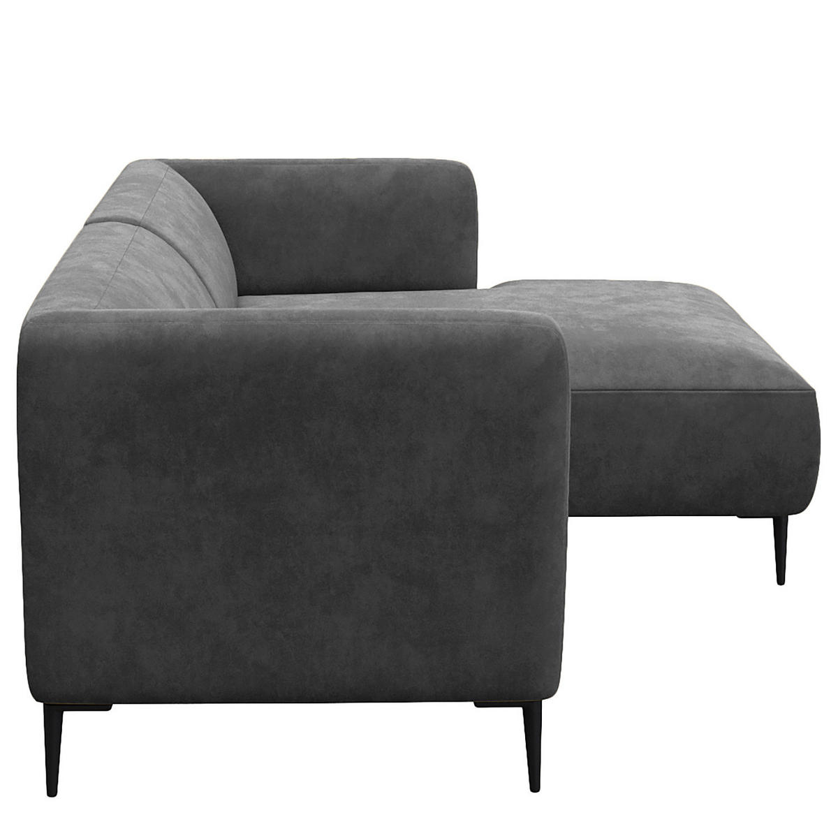 1,5-SITZER ECKSOFA mit Longchair - Schwarz/Grau, Textil/Metall (211/148cm) - home24