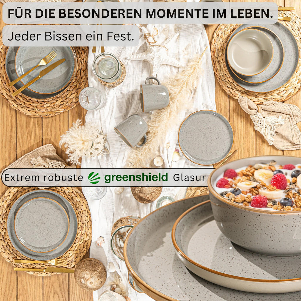 Thumbnail - Sänger Tafelservice, Grau, Keramik, 44x45x54 cm, kratzfest, Essen & Trinken, Geschirr, Geschirr-Sets, Tafelservice