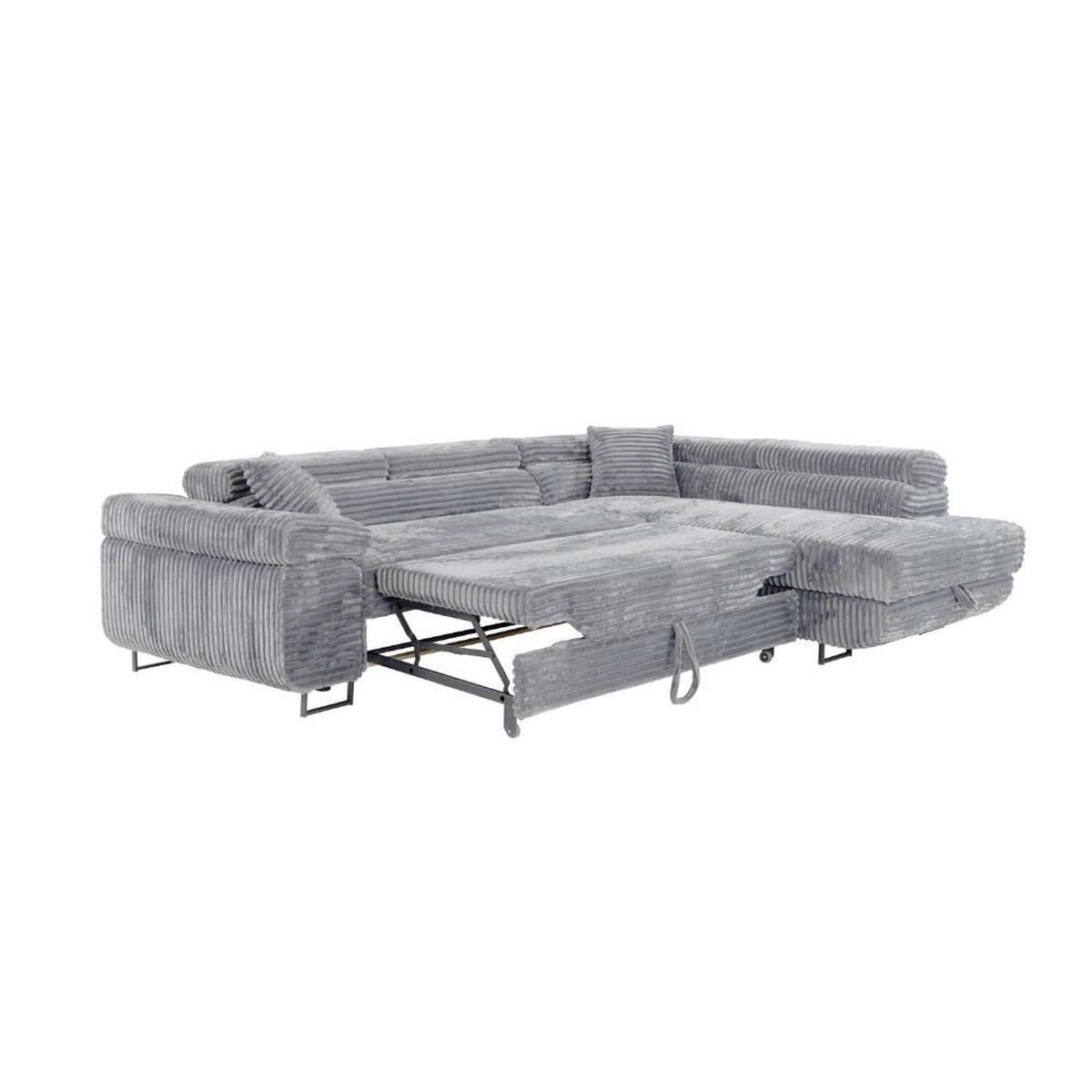 ECKSCHLAFSOFA Luis L, mit Schlaffunktion und Bettkasten – praktisch und bequem, Rechts, Grau - Schwarz/Grau, Textil (275/205cm) - AN-Moebel 4u