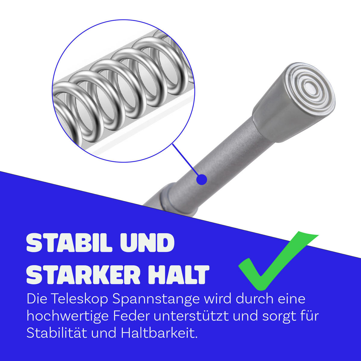 VERSTELLBARE Vorhangstange - Spannstange zum Klemmen Silber Ø10/13 mm 60-90 cm - Silberfarben, Metall (60cm) - Bestlivings