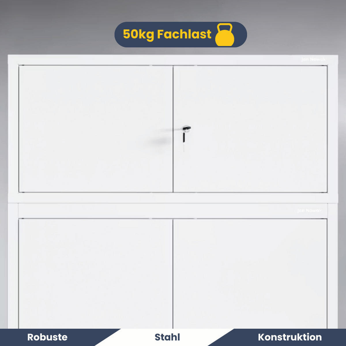 SCHRANKERWEITERUNG Aktenschrank mit 2 Flügeltüren 38x80x40cm Weiß - Weiß, Metall (80/38/40cm) - DELUKE