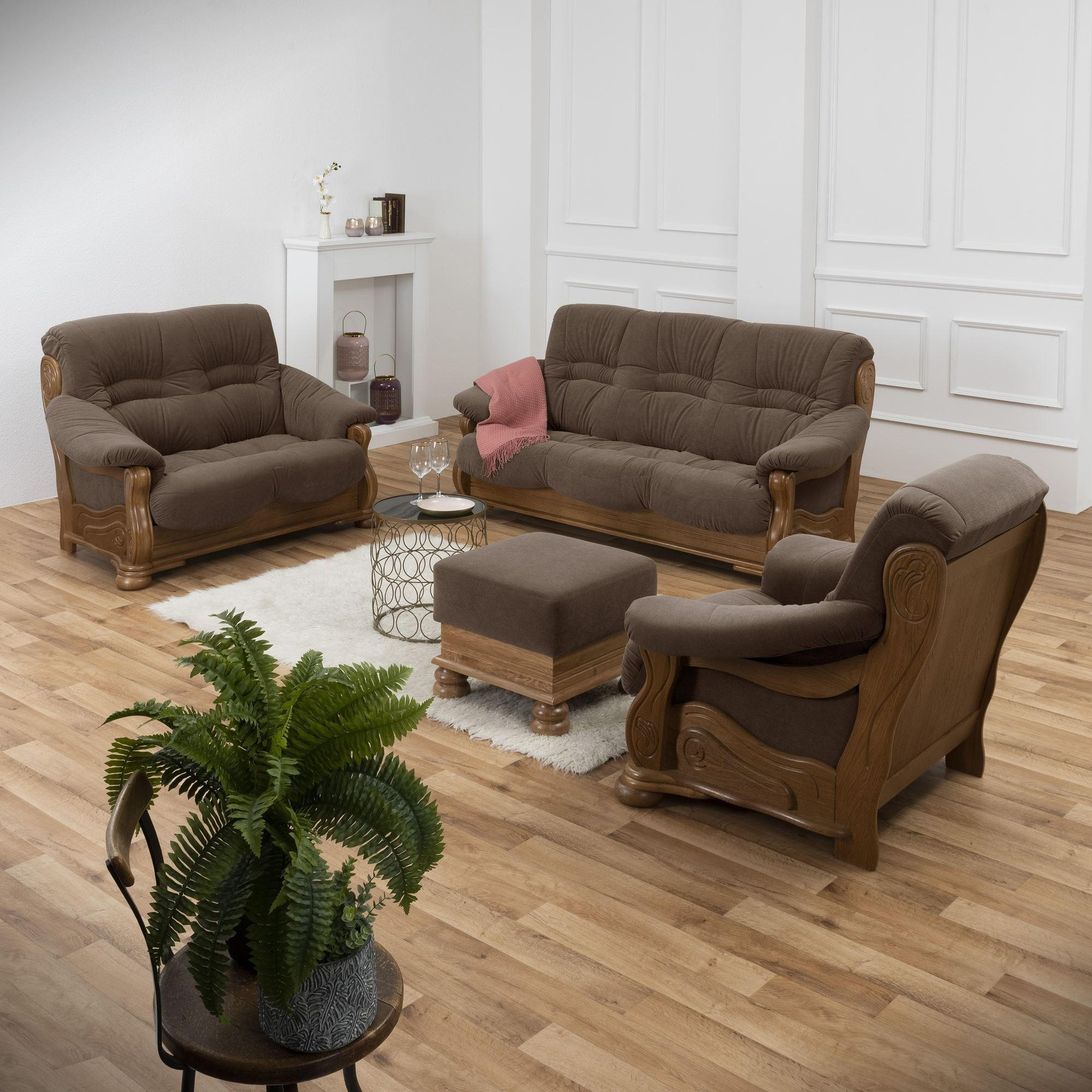 SOFA 3-Sitzer Katlin Bezug Flockstoff Eiche rustikal P43 / braun - Braun, Kunststoff (205/95/95cm) - 58aufmkessel
