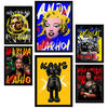 POSTER Set Mit 6 Graffiti Pop Marilyn Kurt Cobain Frida Mona Lisa Basquiat A3 & A4 Schwarzer Rahmen - Schwarz, Papier (29/3cm) - Nacnic