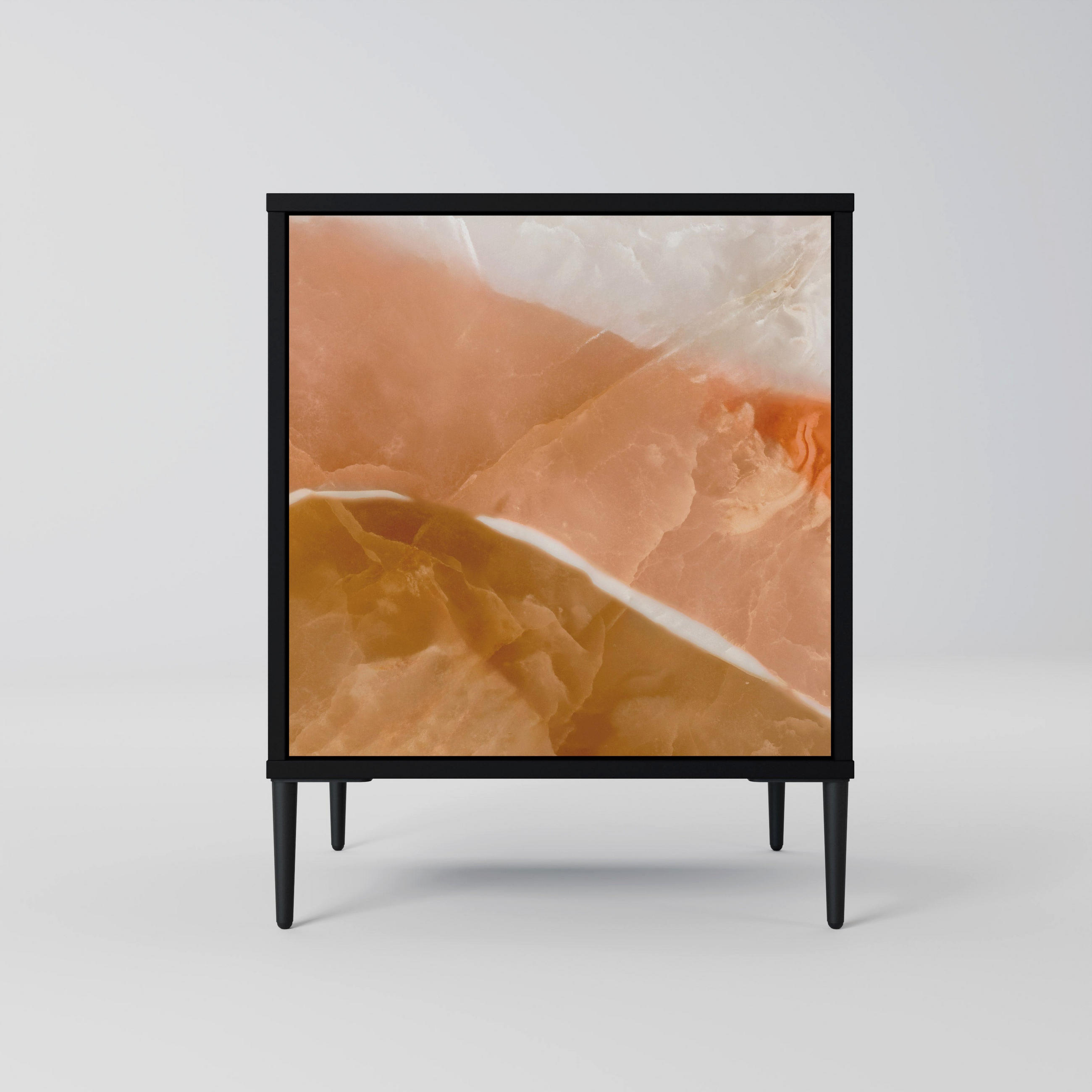 SIDEBOARD SANDHILLS SPLENDOUR, Schwarz, 57,5x42x72,5 cm, Schwarze Metallfüße - Multicolor/Schwarz, Holzwerkstoff/Metall (57.5/72.5/42cm) - SpaceRebels