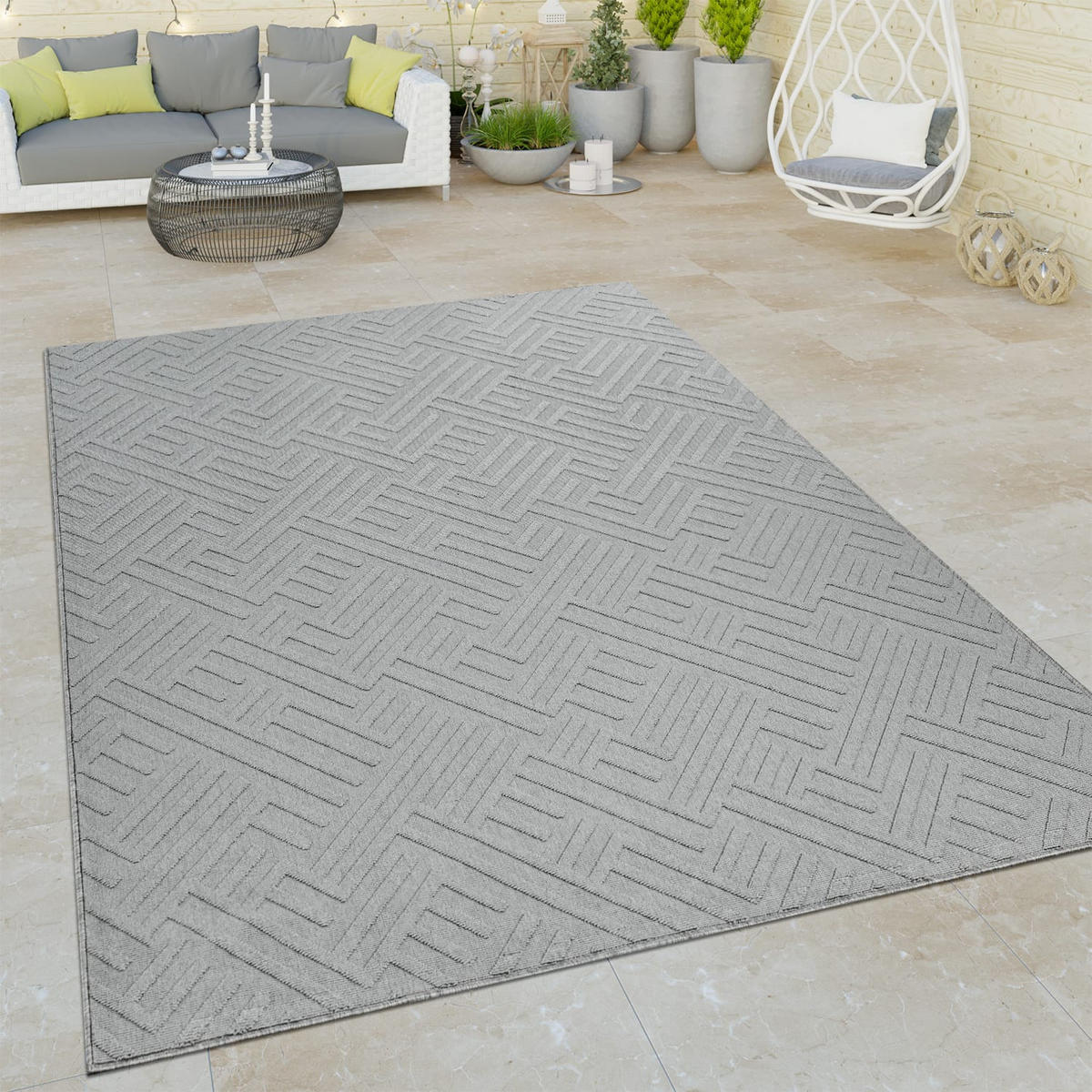 OUTDOORTEPPICH 80/150 cm Namur 326 - Weiß, Textil (80/150cm) - Paco Home