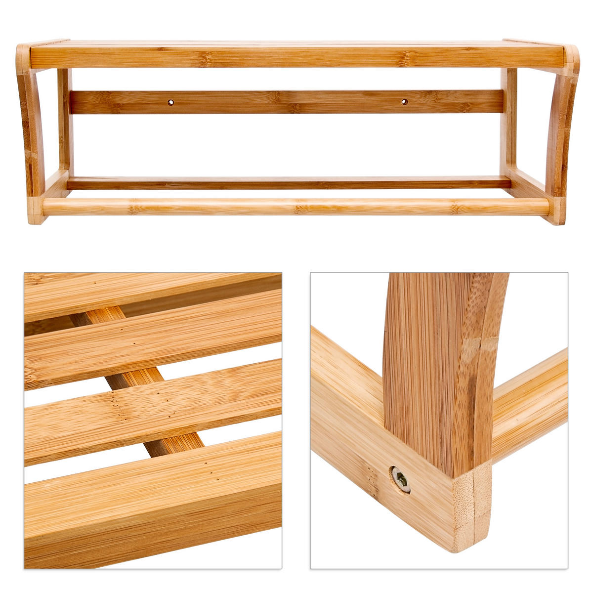 WANDREGAL - Hellbraun, Holz (60/20/25cm) - Relaxdays