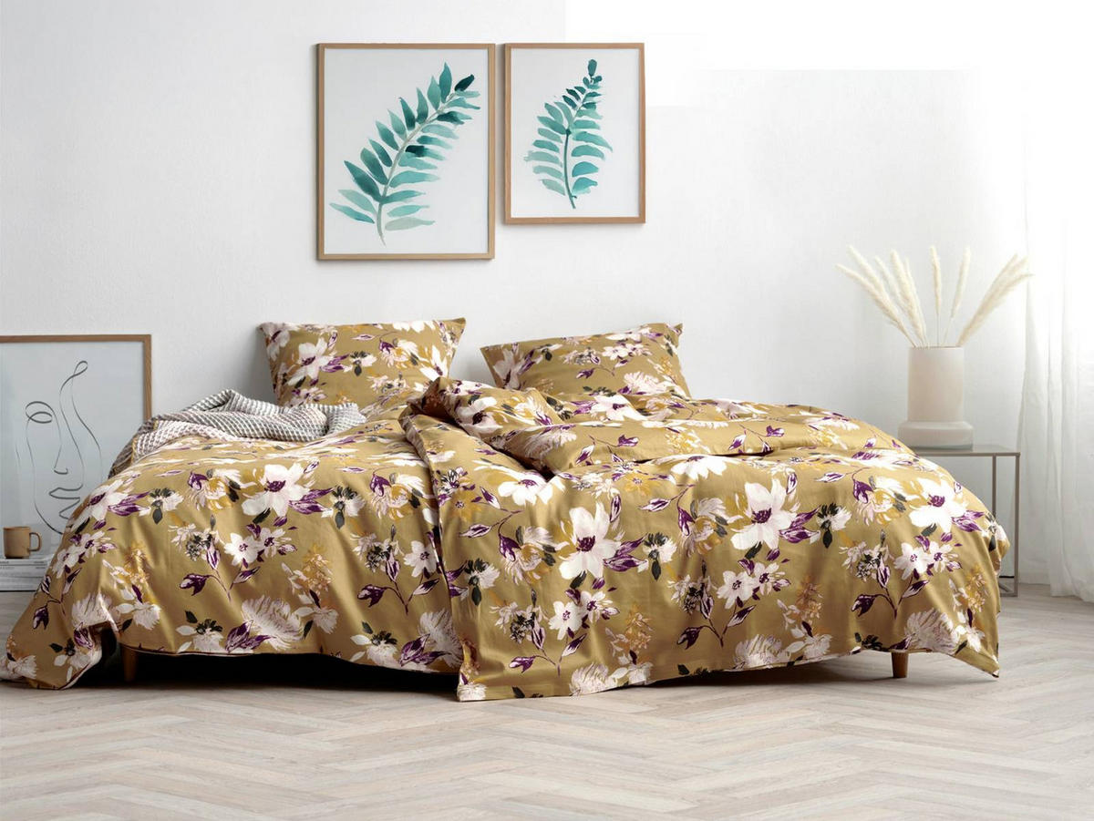 BETTWÄSCHE History Bloom gelb 135/200 cm Bio-Baumwolle - Goldfarben, Textil (135/200cm) - Södahl