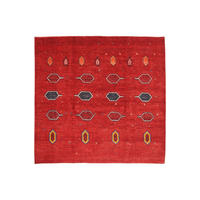 GABBEH-TEPPICH handgeknüpft Rizbaf Rot 201/197 cm Schurwolle - Rot, Textil (197/201cm) - Looma