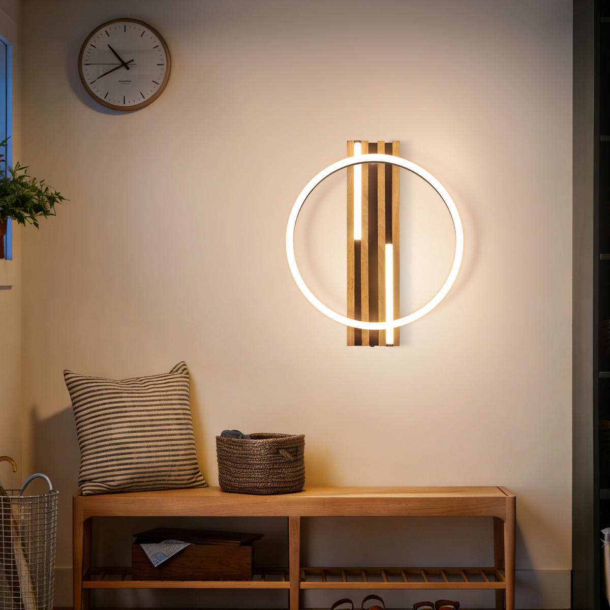 LED DECKENLEUCHTE Marenly 38/32/6.8 cm - Schwarz, Holz/Metall (38/32/6.8cm) - ZMH
