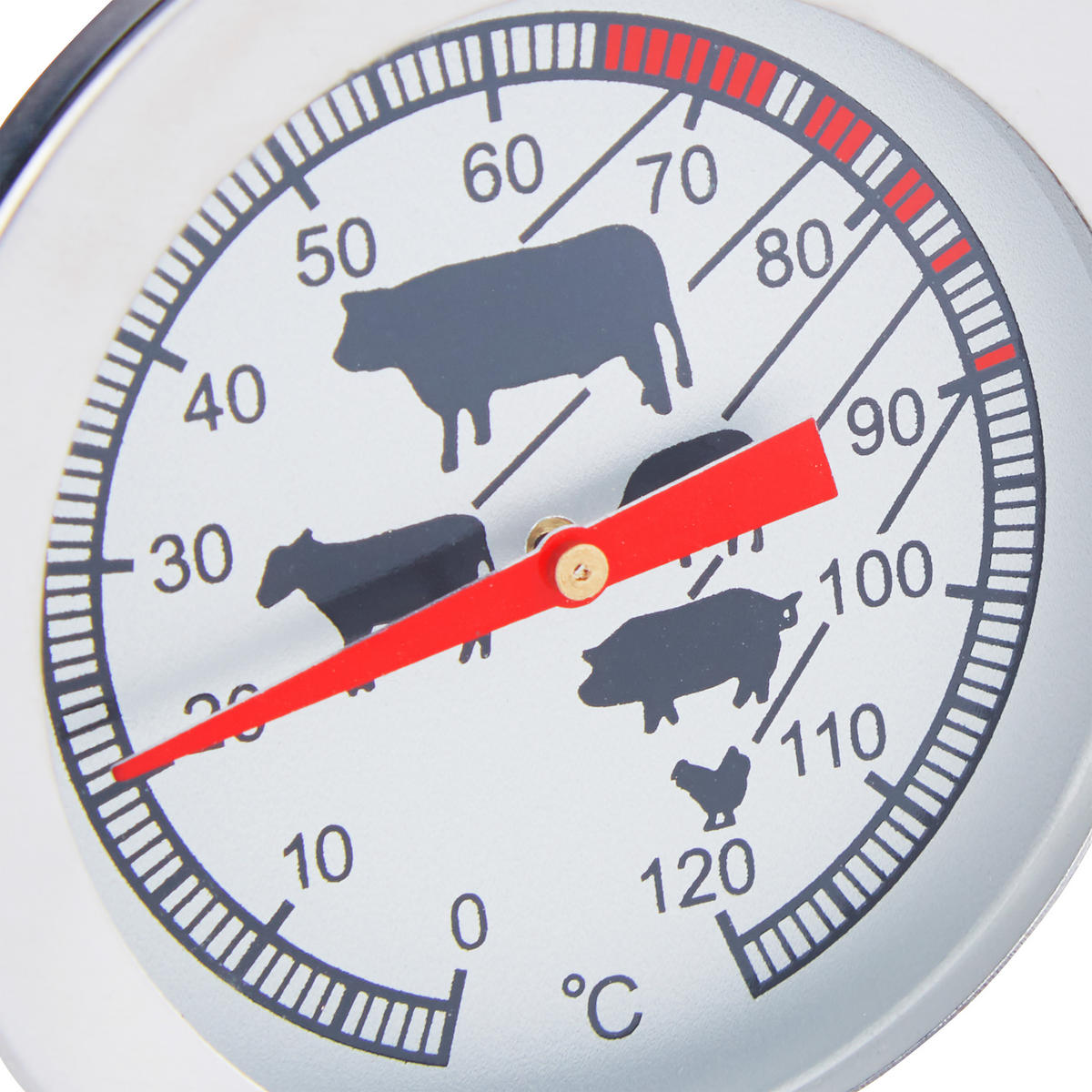 ANALOGES Einstichthermometer - Silberfarben, Metall (5.5cm) - Relaxdays