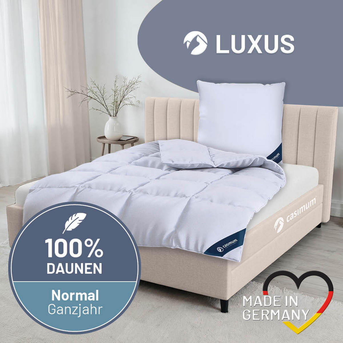 DAUNENDECKE 155x200 Normal, LUXUS Ganzjahresdecke 100% Daune - Weiß, Textil (155/200cm) - casimum