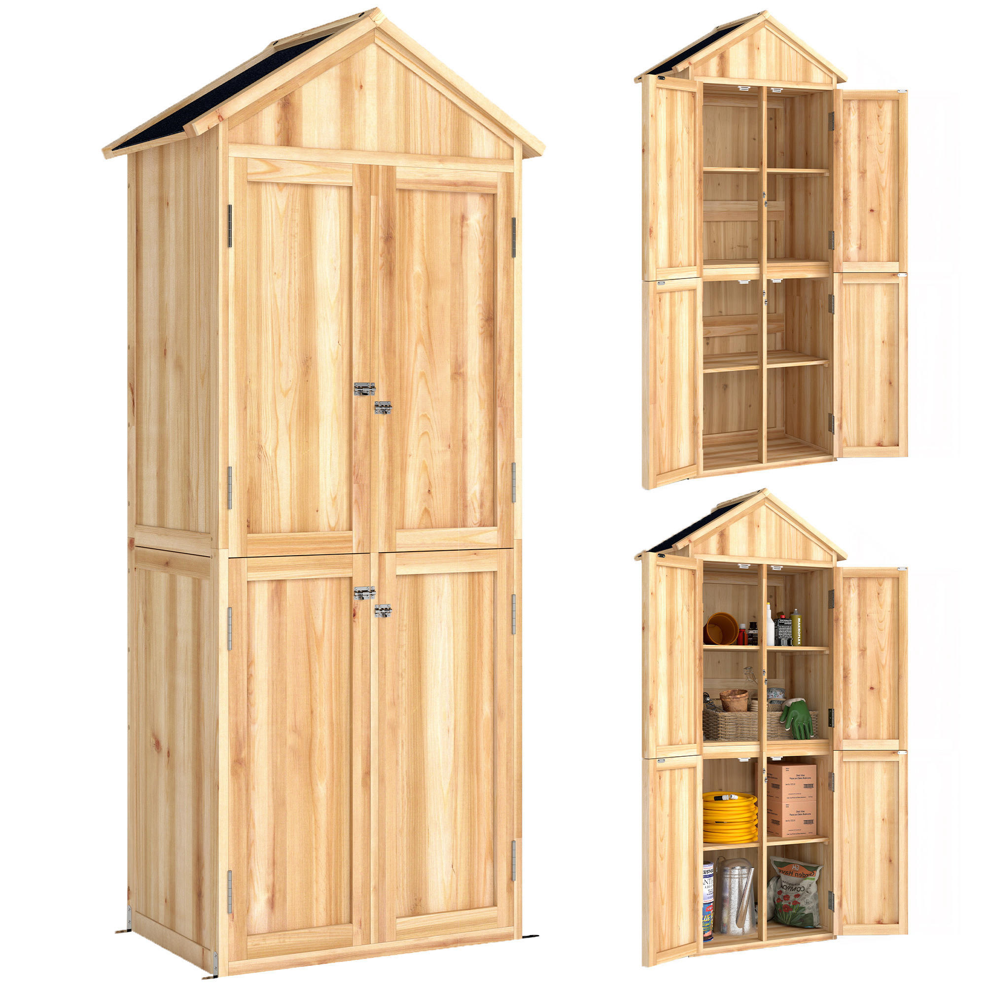 GERÄTESCHUPPEN DE-17612 Naturholz - Naturfarben, Holz (82/190/50cm) - ComfortXL