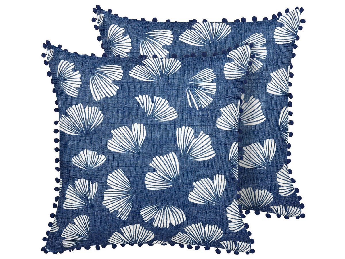 DEKOKISSEN 2er-Set Dunkelblau 45/45 cm Dandelion - Dunkelblau, Textil (45/45cm) - Beliani