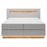 BOXBETT Oski Hellgrau Velours 140/200 cm - Hellgrau, Textil (140/200cm) - Selsey