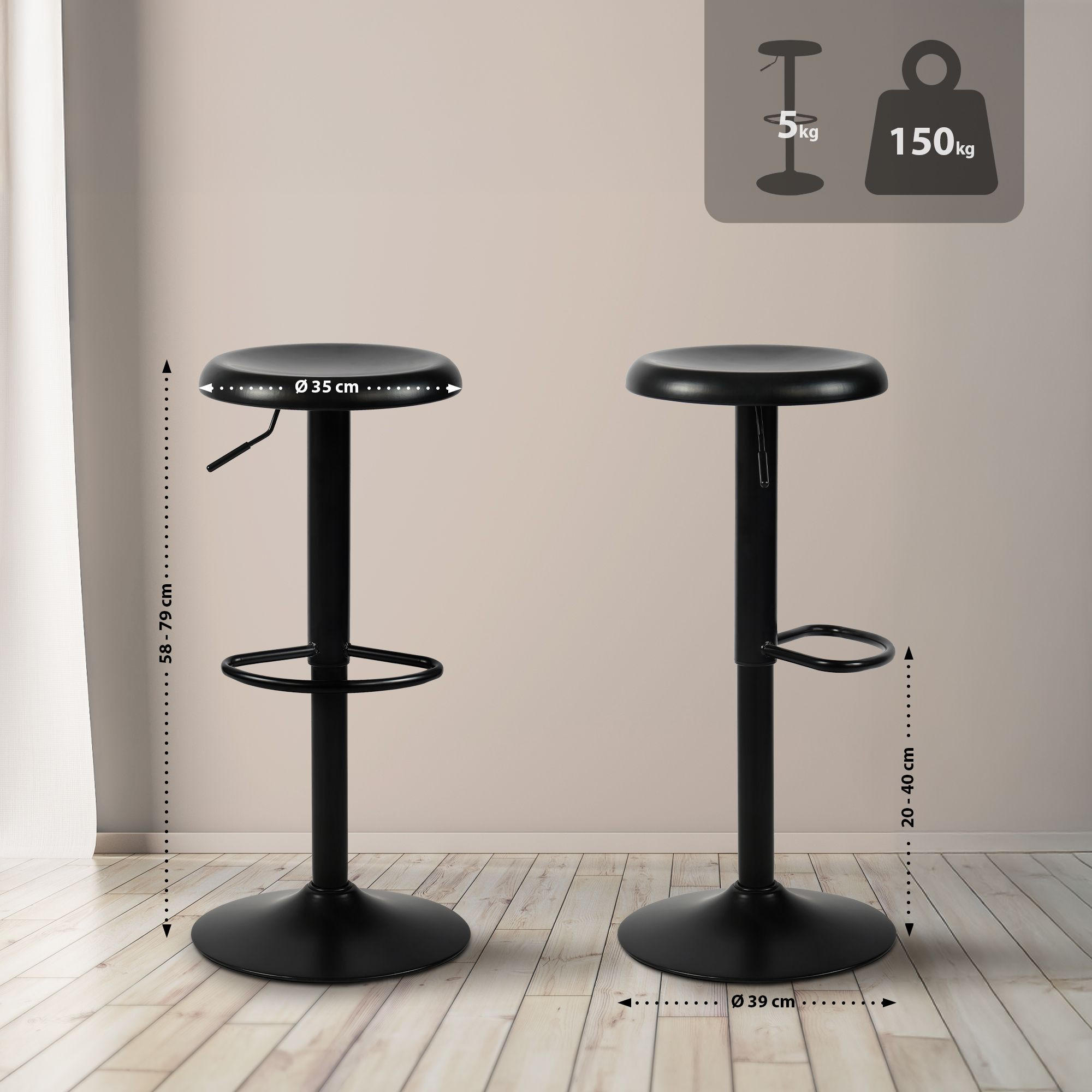 BARHOCKER Metall Schwarz - Schwarz, Metall (38.5/58/38.5cm) - CLP