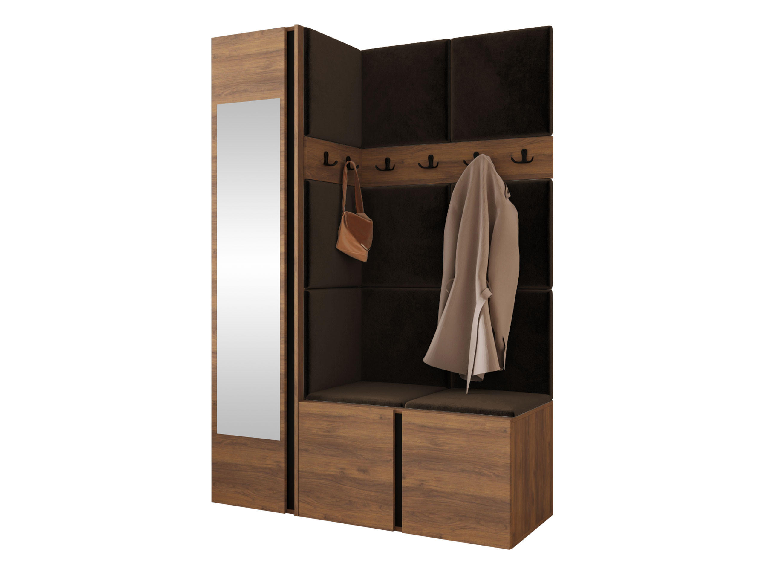 GARDEROBEN-SET Orion X - Nussbaumfarben/Braun, Holzwerkstoff/Kunststoff (124/186/46cm) - MIRJAN24