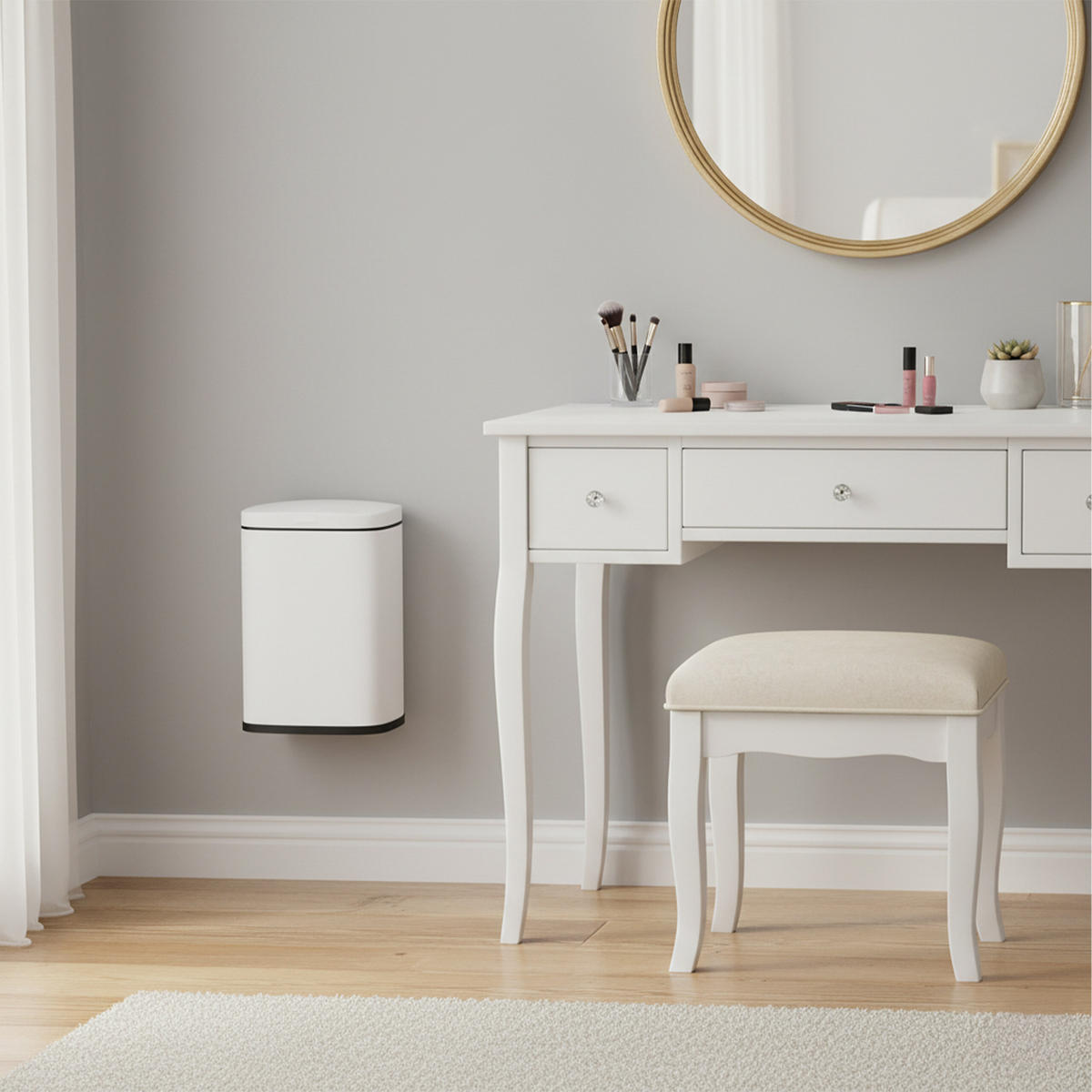 KOSMETIKEIMER - Weiß, Kunststoff/Metall (18/25/15cm) - Relaxdays