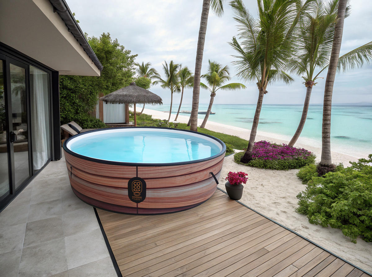 POOL Aufblasbar Maui - Durchmesser 250 cm - 1100 Liter - Motor 2240 W - Für bis zu 6 Personen - Braun, Kunststoff (250/70/70cm) - COCO BAIN