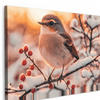 LEINWANDBILD Vogel - Zweig - Winter - Tiere - Schnee Gemälde 60x40 cm - Bernsteinfarben, Textil (60/40cm) - MuchoWow
