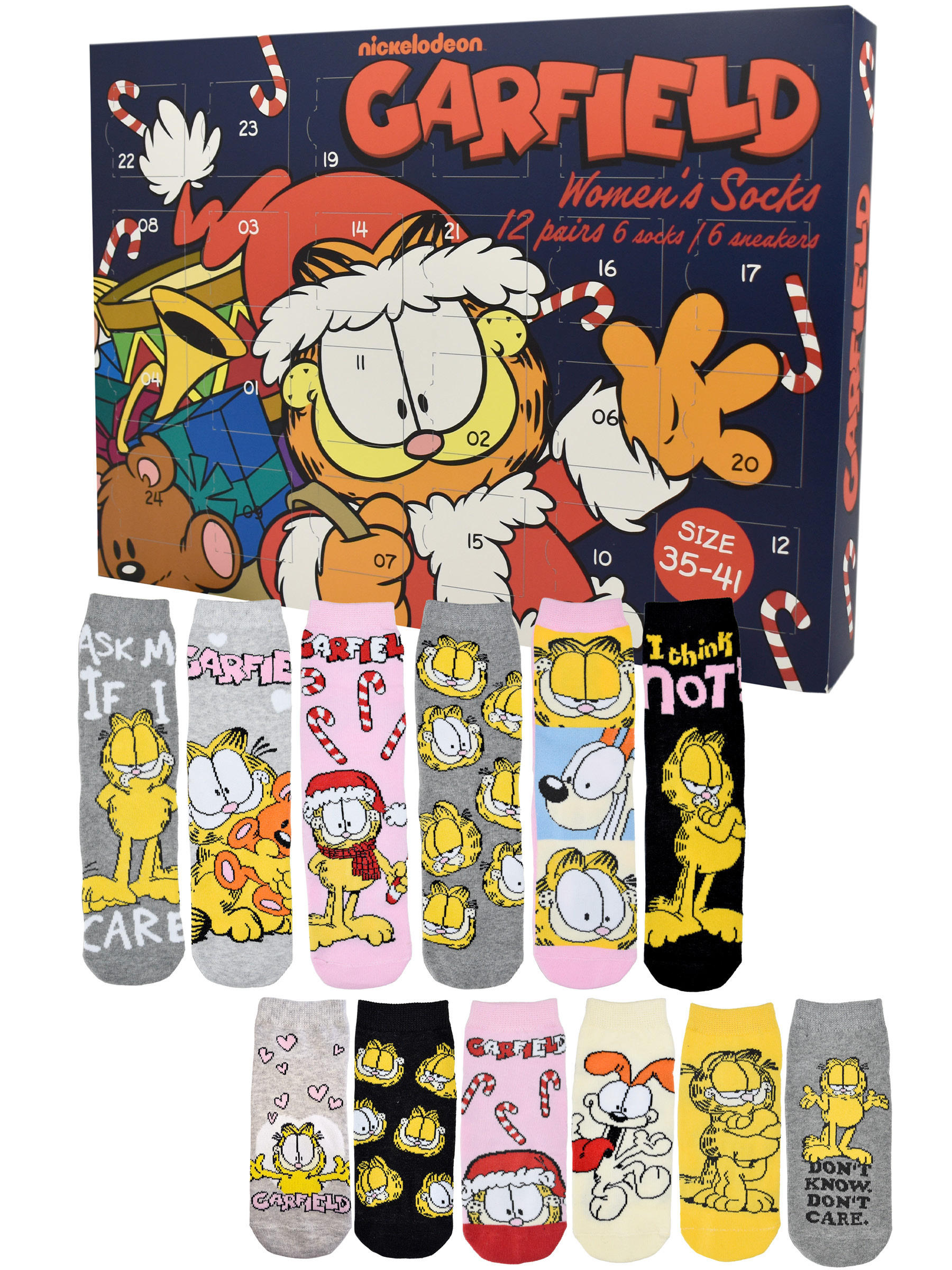 ADVENTSKALENDER Garfield mit 12 Paar Socken Größe 35-41 - Multicolor, Textil (37/5/26.5cm) - United Labels