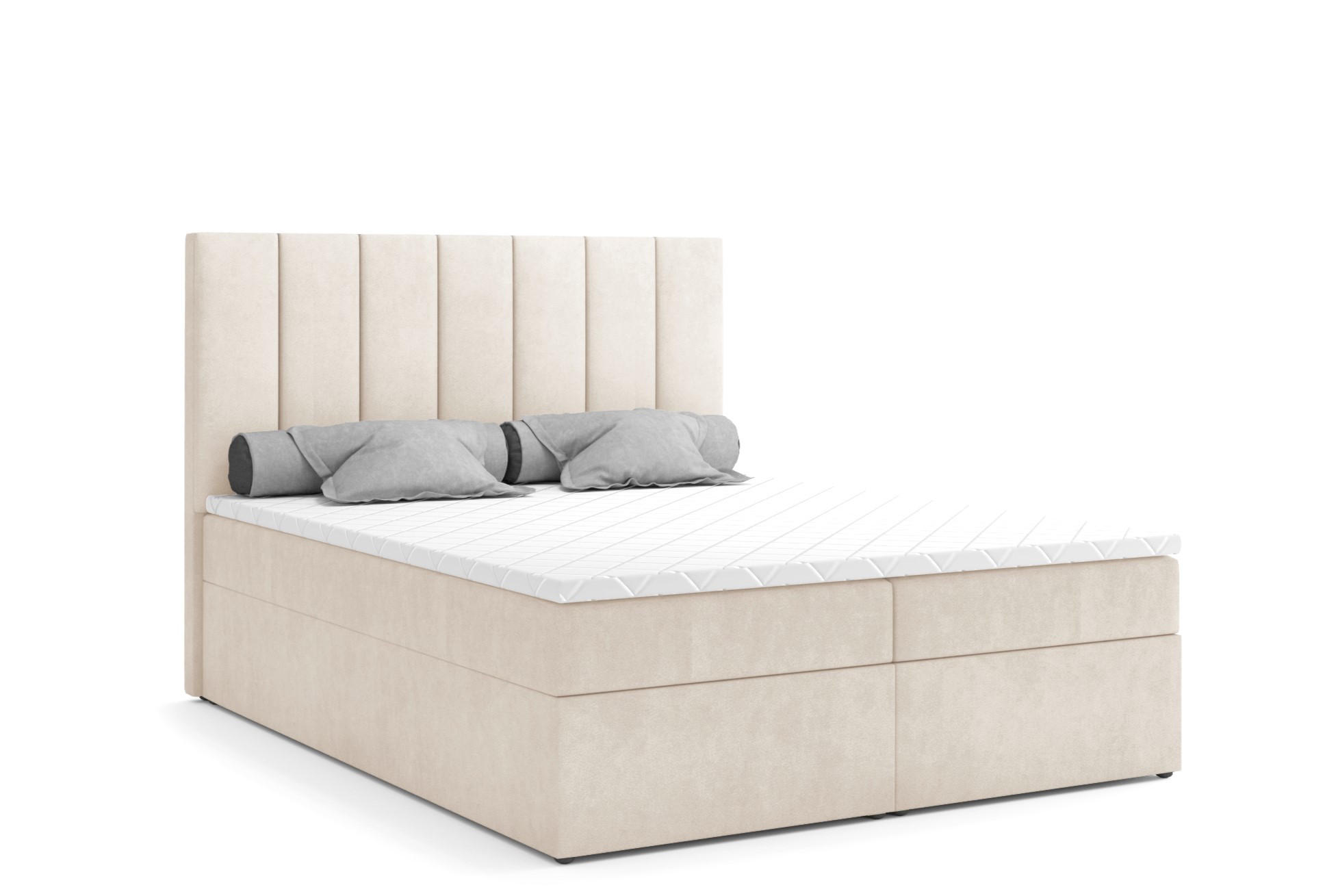 BOXSPRINGBETT HUGO, 160 x 200 cm, Bettkasten, H4, ecru - Ecru, Textil (160/200cm) - Labett