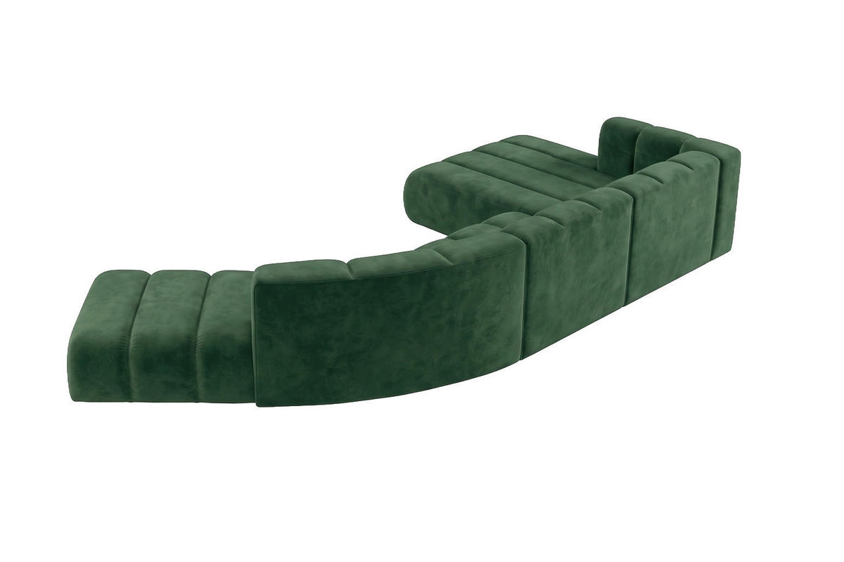 ECKSOFA Modulares In L-Form, Velvet-Stoff Riviera, Grün, Rechts, GRAND Round - Grün, Holz (445/179cm) - Kaiser Möbel