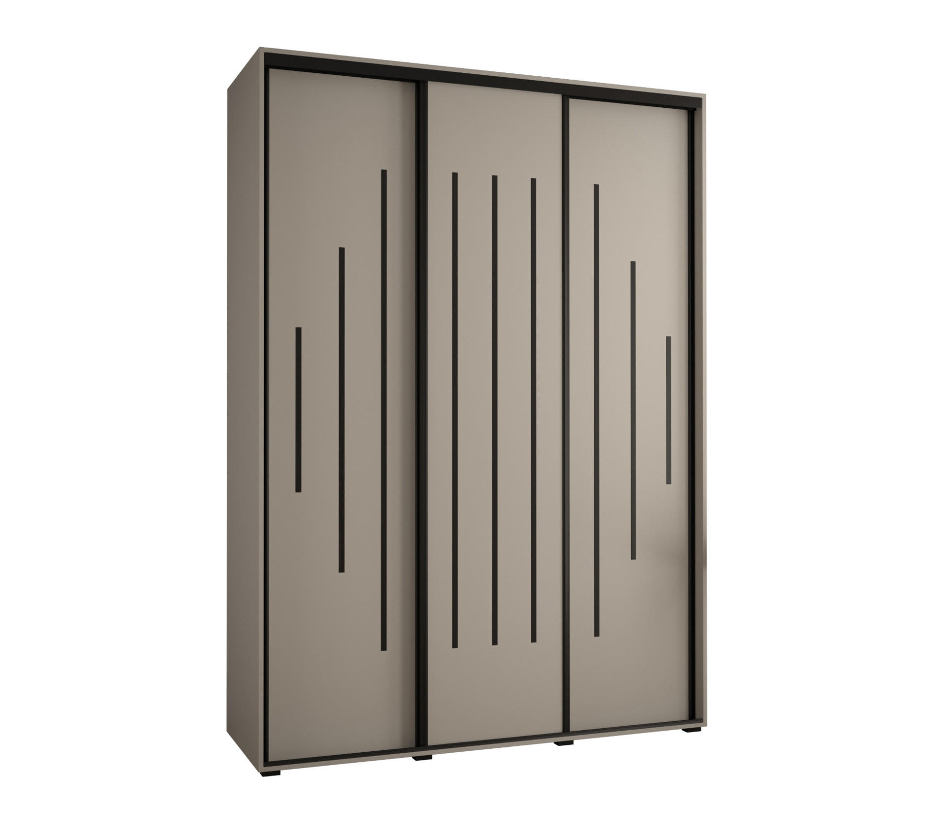 SCHWEBETÜRENSCHRANK 235,2/170/60 3-türig - Kaschmir/Schwarz, Holz/Metall (170/235.2/60cm) - MÖBEL KRYSPOL