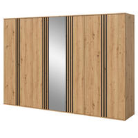 KLEIDERSCHRANK Eiche Artisan, grau 280 x 192 cm 7-türig, Drehtürenschrank mit Spiegel - Anthrazit/Eiche Artisan, Holzwerkstoff (280/192/56cm) - Inn.Furn
