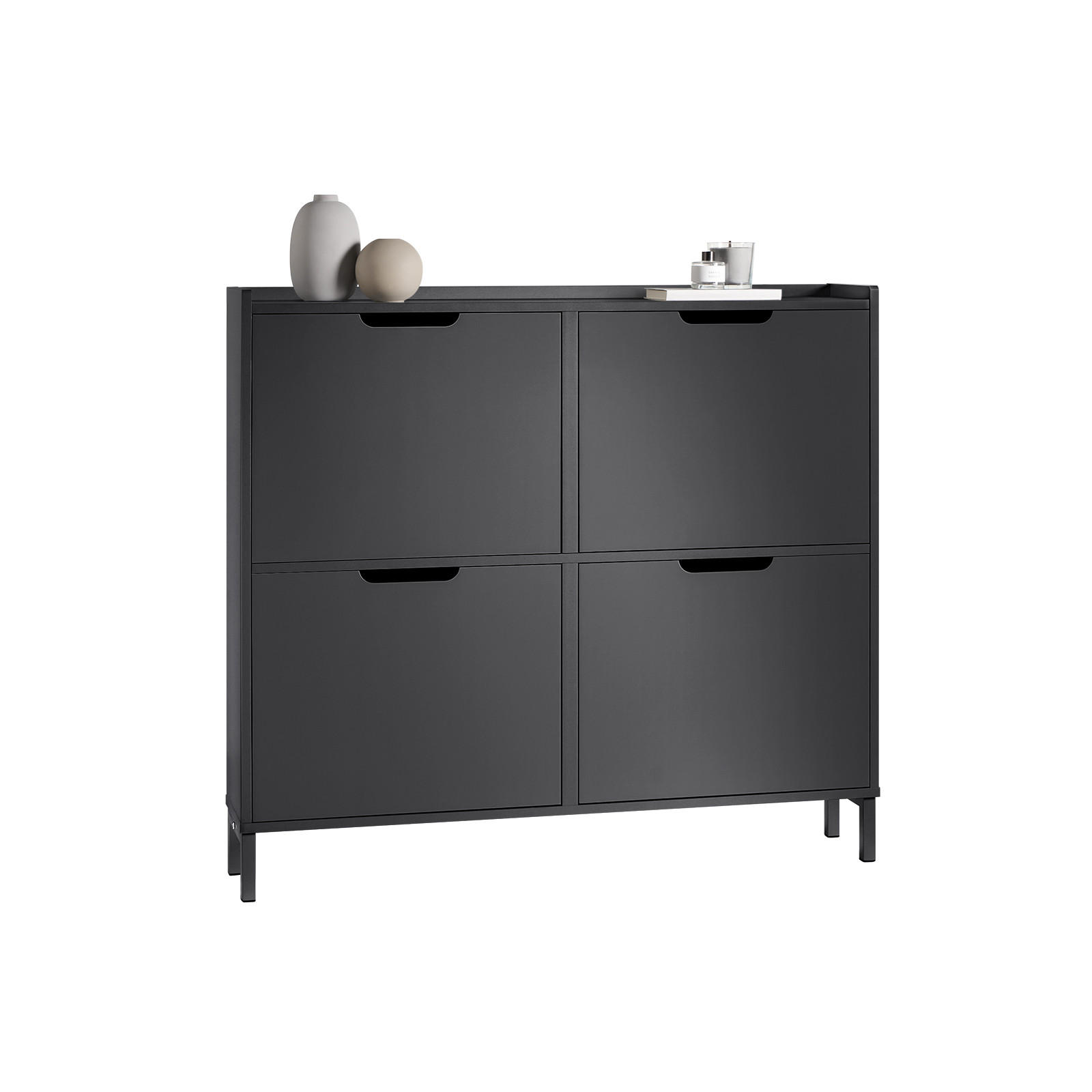SCHUHSCHRANK Schwarz - Schwarz, Holzwerkstoff/Metall (100/91/19cm) - SoBuy