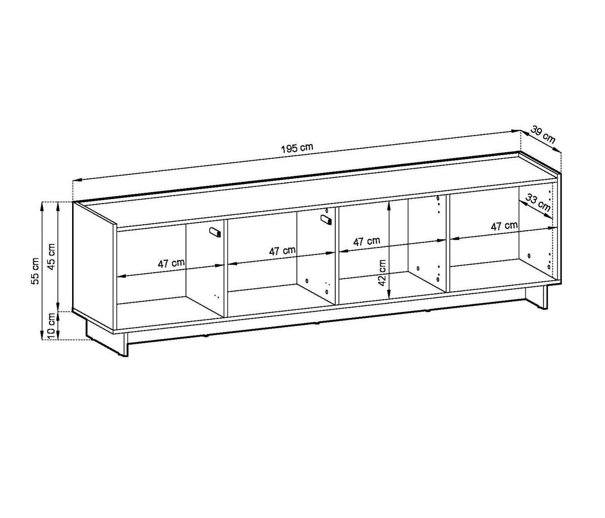 LOWBOARD ZENITH 195/55/39 cm, Braun - Braun, Holzwerkstoff (195/55/39cm) - MASSENO