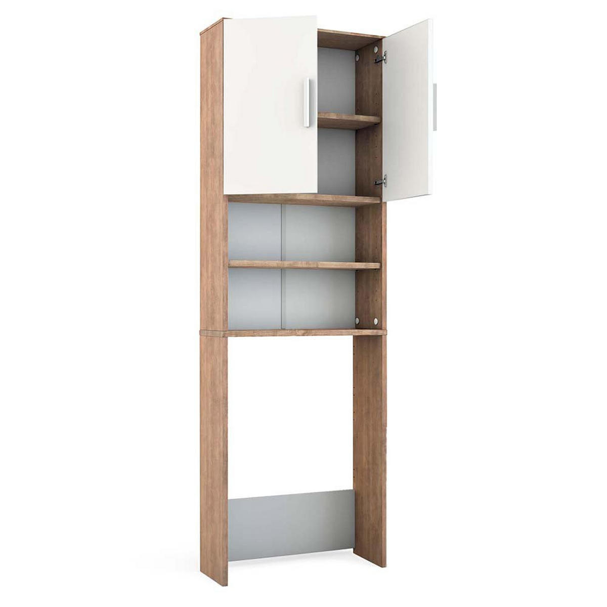 TOILETTENSCHRANK Sonoma/Weiß 64 x 190 cm mit 2 Türen - Weiß/Sonoma Eiche, Holzwerkstoff (64/190/26cm) - Vicco