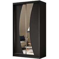 SCHWEBETÜRENSCHRANK Vox 120/216/61 schwarz mit Spiegel und Schubladen - Schwarz, Holzwerkstoff (120/216/61cm) - Beautysofa