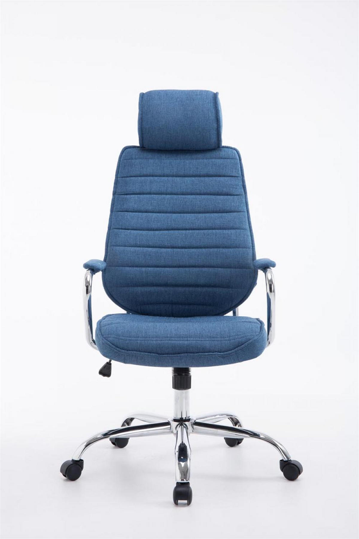 CHEFSESSEL Stoff blau - Chromfarben/Blau, Textil/Metall (60/117/67cm) - CLP