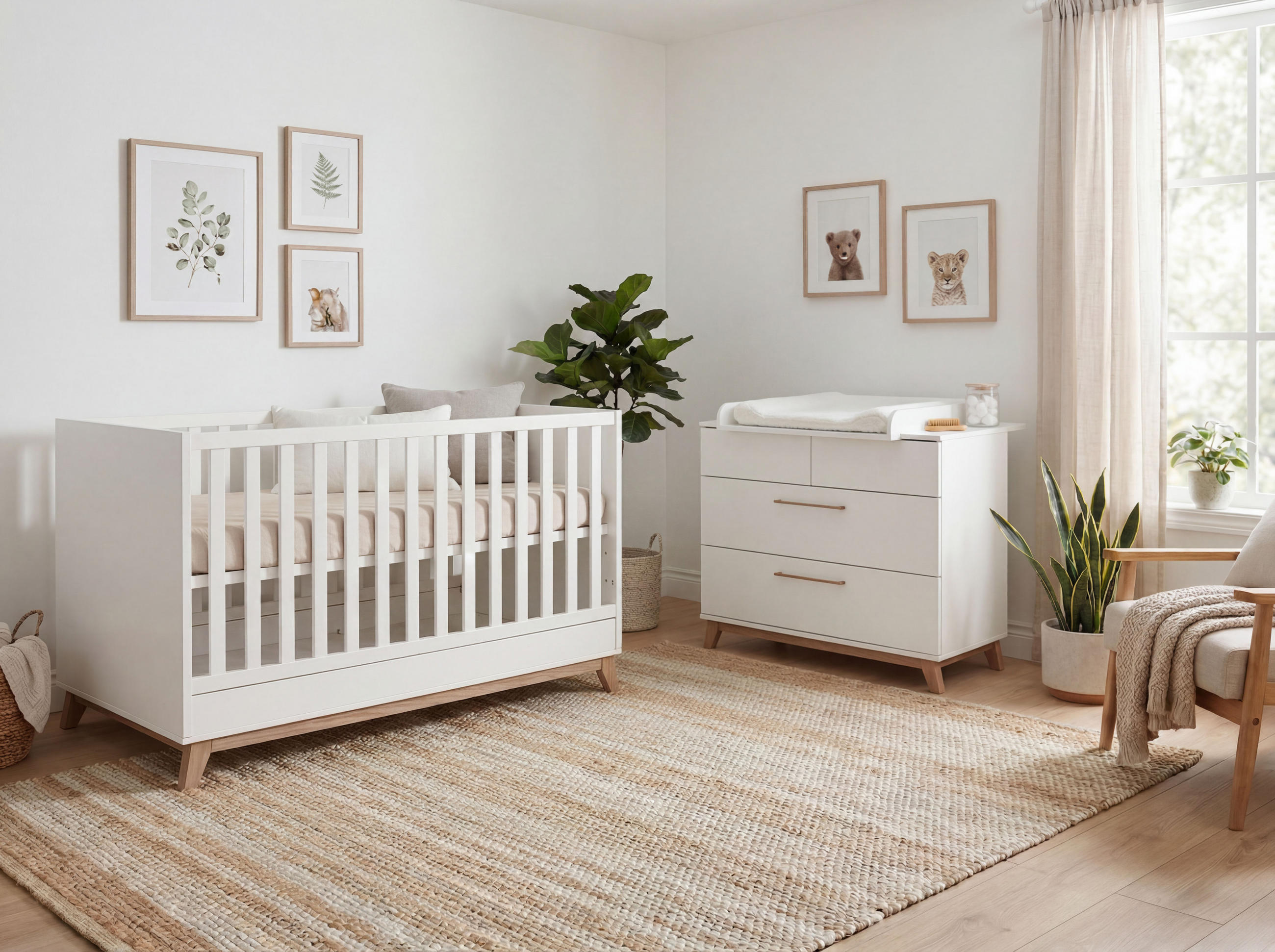 BABYZIMMER SET Lina 2-tlg. Soft-Close - Walnussfarben/Weiß, Holz/Holzwerkstoff (1/1/1cm) - arthur berndt