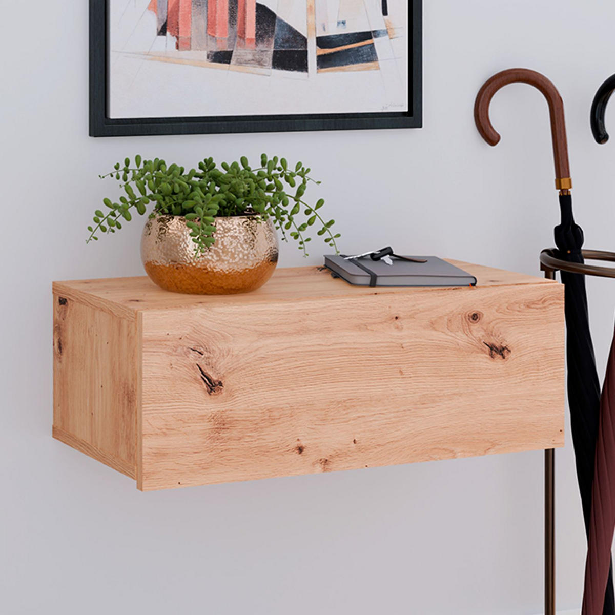 HÄNGENDER NACHTTISCH NANI Artisan Eiche - Eiche Artisan, Holzwerkstoff (60/21/27cm) - IDIMEX