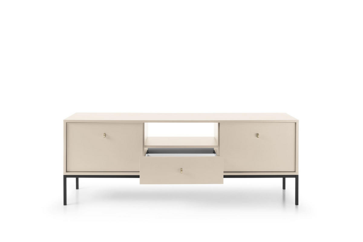 TV-ELEMENTE Melody IV 154 Beige + Schwarz - Beige/Schwarz, Holzwerkstoff (154/56/39cm) - Möblo