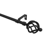 GARDINENSTANGE Olymp Paolo 240 cm (geteilt in 2 x 120 cm), 1-läufig (ohne Ringe), 16 mm Ø Schwarz - Schwarz, Metall (240cm) - INTERDECO