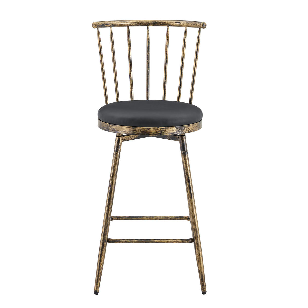 BARHOCKER DE-36670 2er Set mit PU-Bezug und Metallgestell Schwarz - Schwarz, Metall (39/96/39cm) - ComfortXL