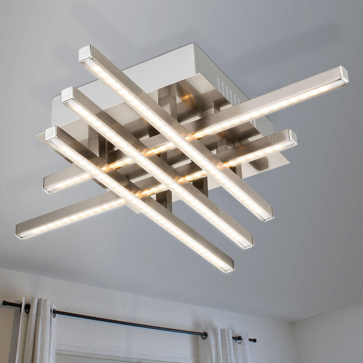LED DECKENLEUCHTE Mike Silber Metall - Silberfarben, Metall (40/40/8cm) - Globo Lighting